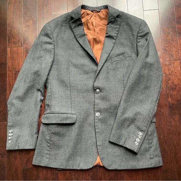 2023 JOS A BANK Gray Check blazer coat 42R Wool snd Cashmere Slim Fit - Picture 2 of 9